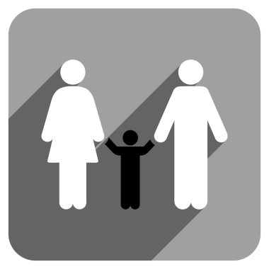 Anne ve çocuk düz kare simgesini uzun gölge ile