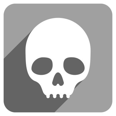 Uzun gölge ile kafatası düz kare simgesi