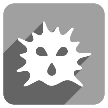 Uzun gölge ile virüs yapısı düz kare simgesi