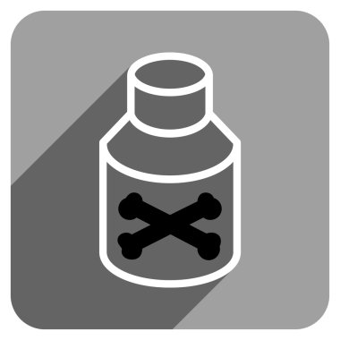 Uzun gölge ile zehir şişe düz kare simgesi