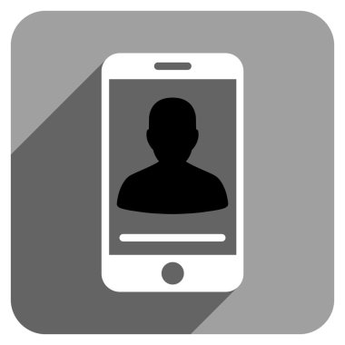 Uzun gölge ile mobil iletişim düz kare simgesi