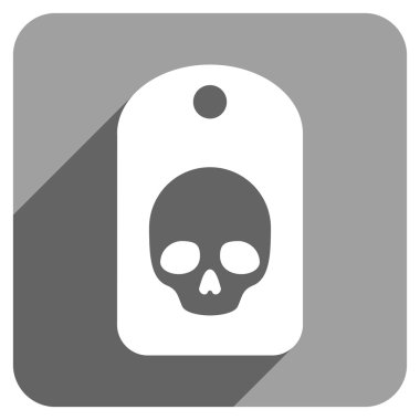 Uzun gölge ile kafatası etiketi düz kare simgesi