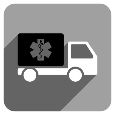 Uzun gölge ile tıp sevk irsaliyesi düz kare simgesi