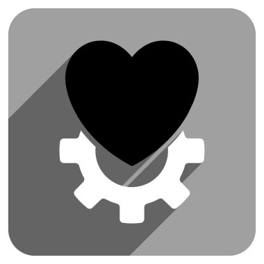 Uzun gölge ile mekanik kalp düz kare simgesi