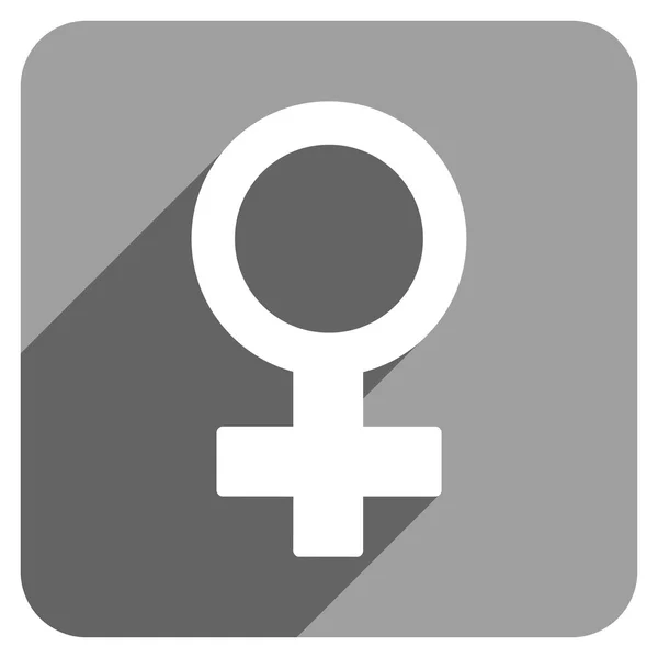 Female Symbol Flat Square Icon with Long Shadow — ストックベクタ