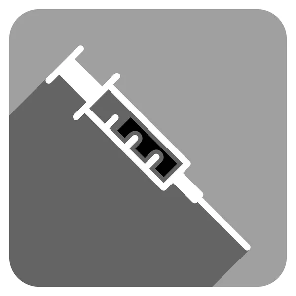 Syringe Flat Square Icon with Long Shadow — Stock Vector