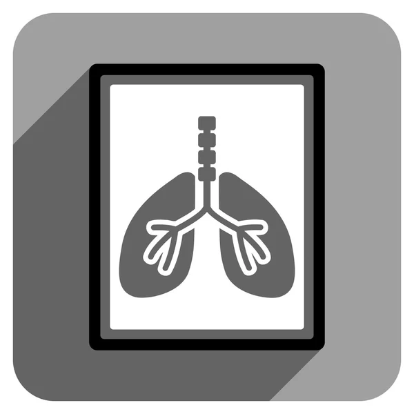 Lungen-Röntgen-Foto flaches quadratisches Symbol mit langem Schatten — Stockvektor