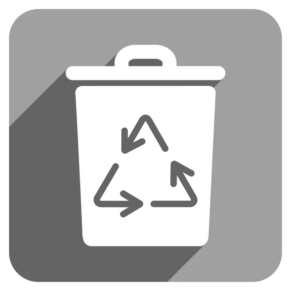 Lixo pode plana ícone quadrado com sombra longa —  Vetores de Stock