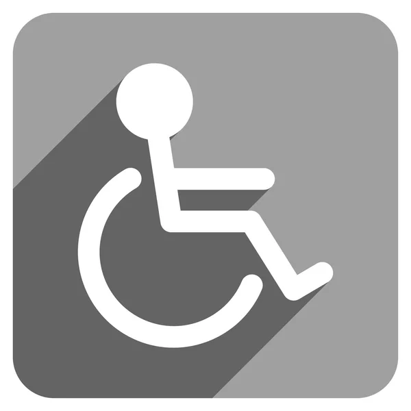Icona quadrata piatta per disabili con ombra lunga — Vettoriale Stock