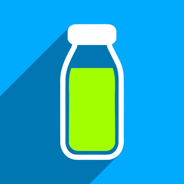 Full Bottle Flat Square Icon with Long Shadow — стоковый вектор