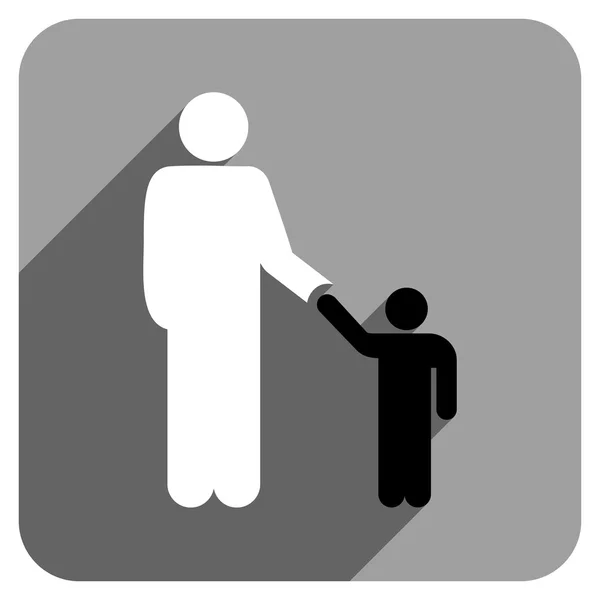 Padre con hijo plano cuadrado icono con sombra larga — Vector de stock