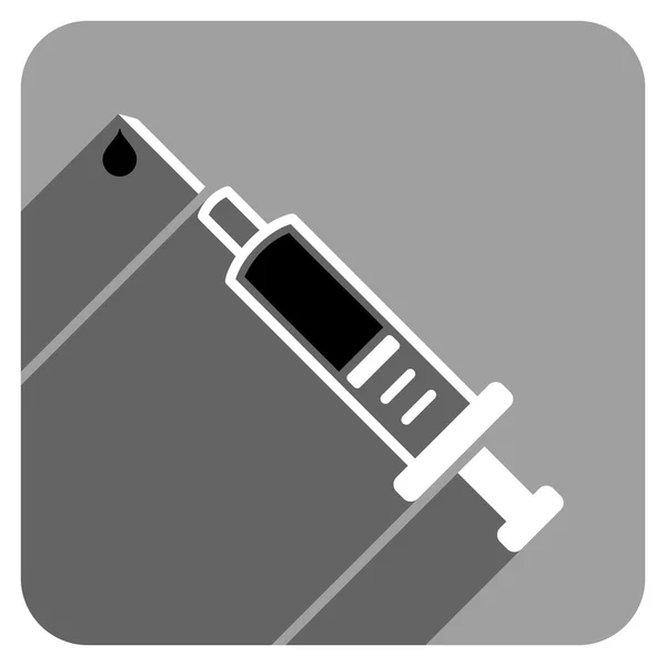 Vakcinázási Flat Square ikon hosszú árnyéka — Stock Vector