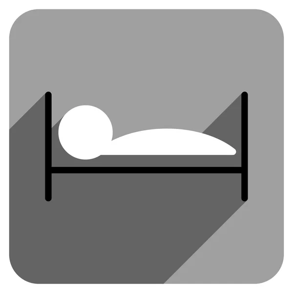 Ícone quadrado liso da cama do paciente com sombra longa — Vetor de Stock