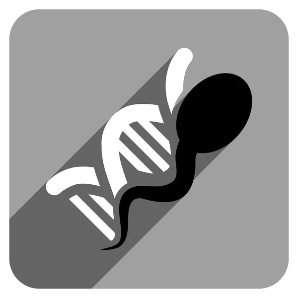 Ícone quadrado liso do genoma do esperma com sombra longa — Vetor de Stock
