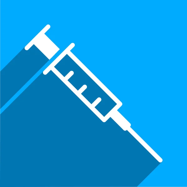 Empty Syringe Flat Square Icon with Long Shadow — Stock Vector