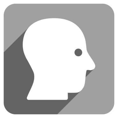 Uzun gölge ile sessiz kafa düz kare simgesi