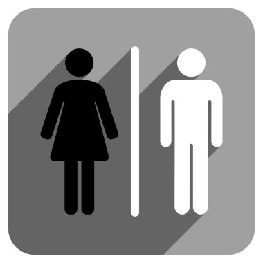 Uzun gölge ile WC insanlar düz kare simgesi