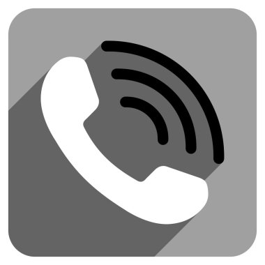 Uzun gölge ile telefon görüşmesi düz kare simgesi
