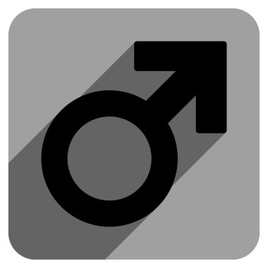Male Symbol Flat Square Icon with Long Shadow