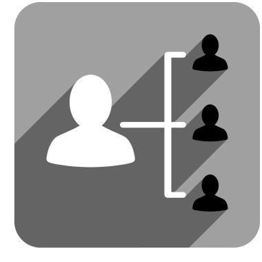 Hasta ilişkileri uzun gölge ile kare simgesi düz