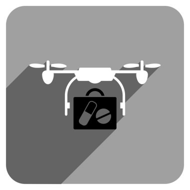 Uzun gölge ile tıp dron sevk irsaliyesi düz kare simgesi