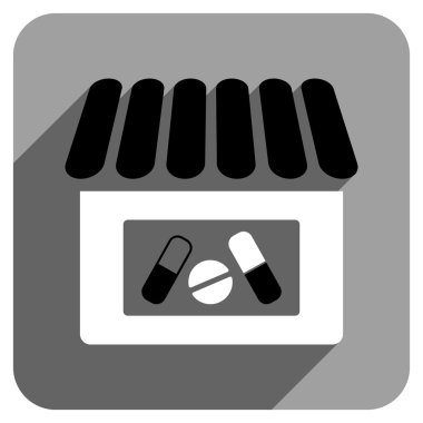 Uzun gölge ile eczane düz kare simgesi