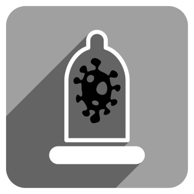 Uzun gölge ile enfeksiyon prezervatif koruma düz kare simgesi