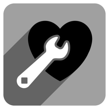 Uzun gölge ile kalp onarım düz kare simgesi