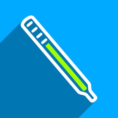 Uzun gölge ile Medikal termometre düz kare simgesi