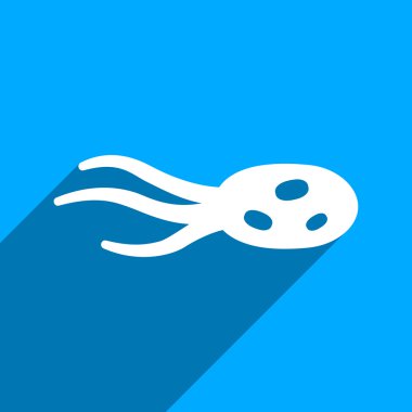 Intrude Microorganism Flat Square Icon with Long Shadow