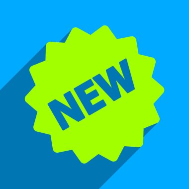 New Tag Flat Square Icon with Long Shadow