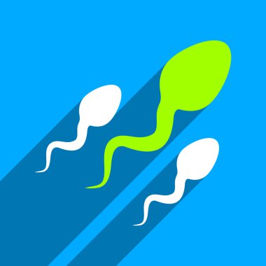 Uzun gölge ile sperm düz kare simgesi