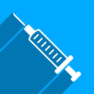 Uzun gölge ile şırınga düz kare simgesi