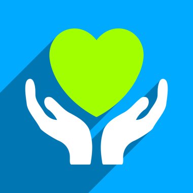 Uzun gölge ile kalp bakım el düz kare simgesi