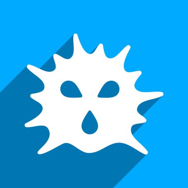 Uzun gölge ile virüs yapısı düz kare simgesi