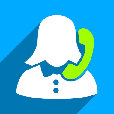 Uzun gölge ile telefon operatörü düz kare simgesi