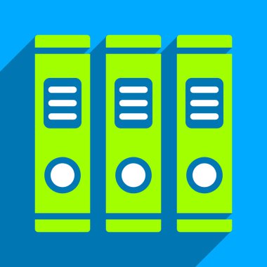 Uzun gölge ile Office kitap düz kare simgesi