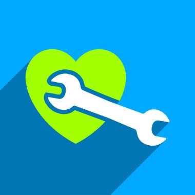 Uzun gölge ile kalp ameliyatı düz kare simgesi