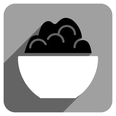 Uzun gölge ile yulaf lapası kase düz kare simgesi