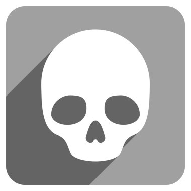 Uzun gölge ile kafatası düz kare simgesi