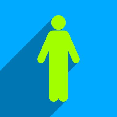 Man Flat Square Icon with Long Shadow