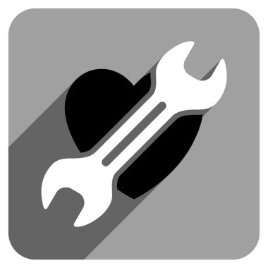 Uzun gölge ile kalp ameliyatı düz kare simgesi