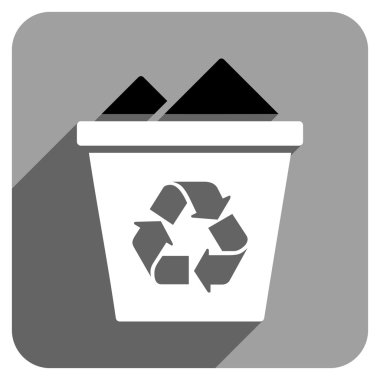 Uzun gölge ile tam geri dönüşüm kutusu düz kare simgesi