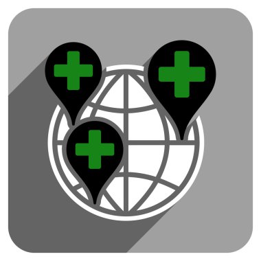 Uzun gölge ile genel klinik şirket düz kare simgesi