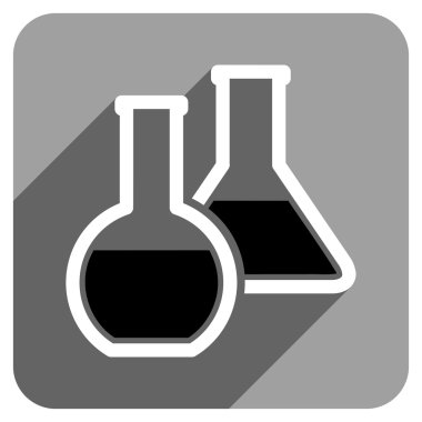 Uzun gölge ile cam şişeler düz kare simgesi
