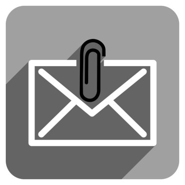 Uzun gölge ile posta eki düz kare simgesi