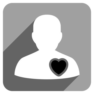 Uzun gölge ile hasta kalp düz kare simgesi