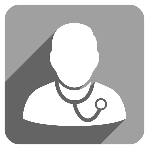 Icono cuadrado plano médico con sombra larga — Archivo Imágenes Vectoriales