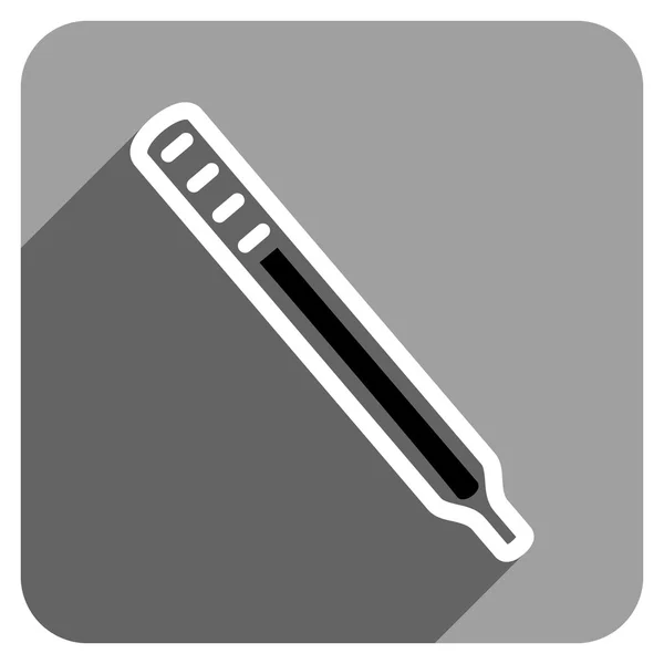 Medical Thermometer Flat Square Icon with Long Shadow — Stock Vector