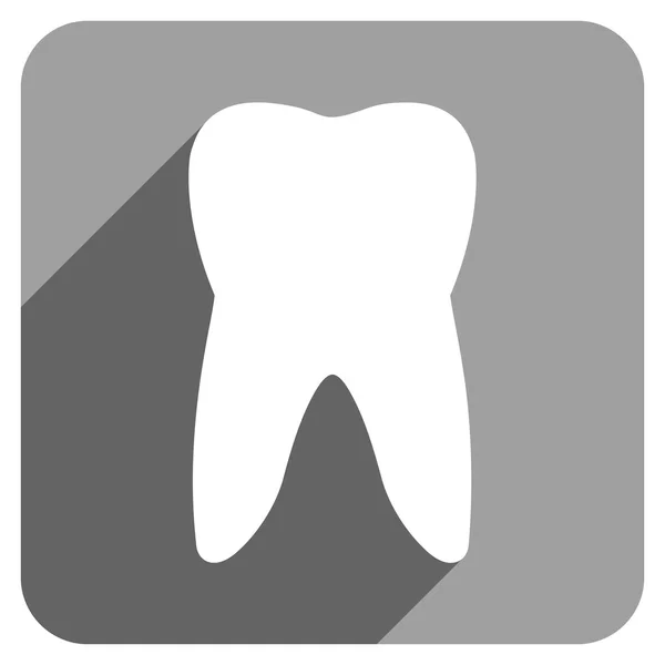 Ícone quadrado liso do dente com sombra longa —  Vetores de Stock